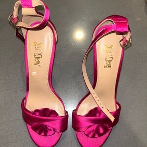 Brash Fuchsia Satin Heels